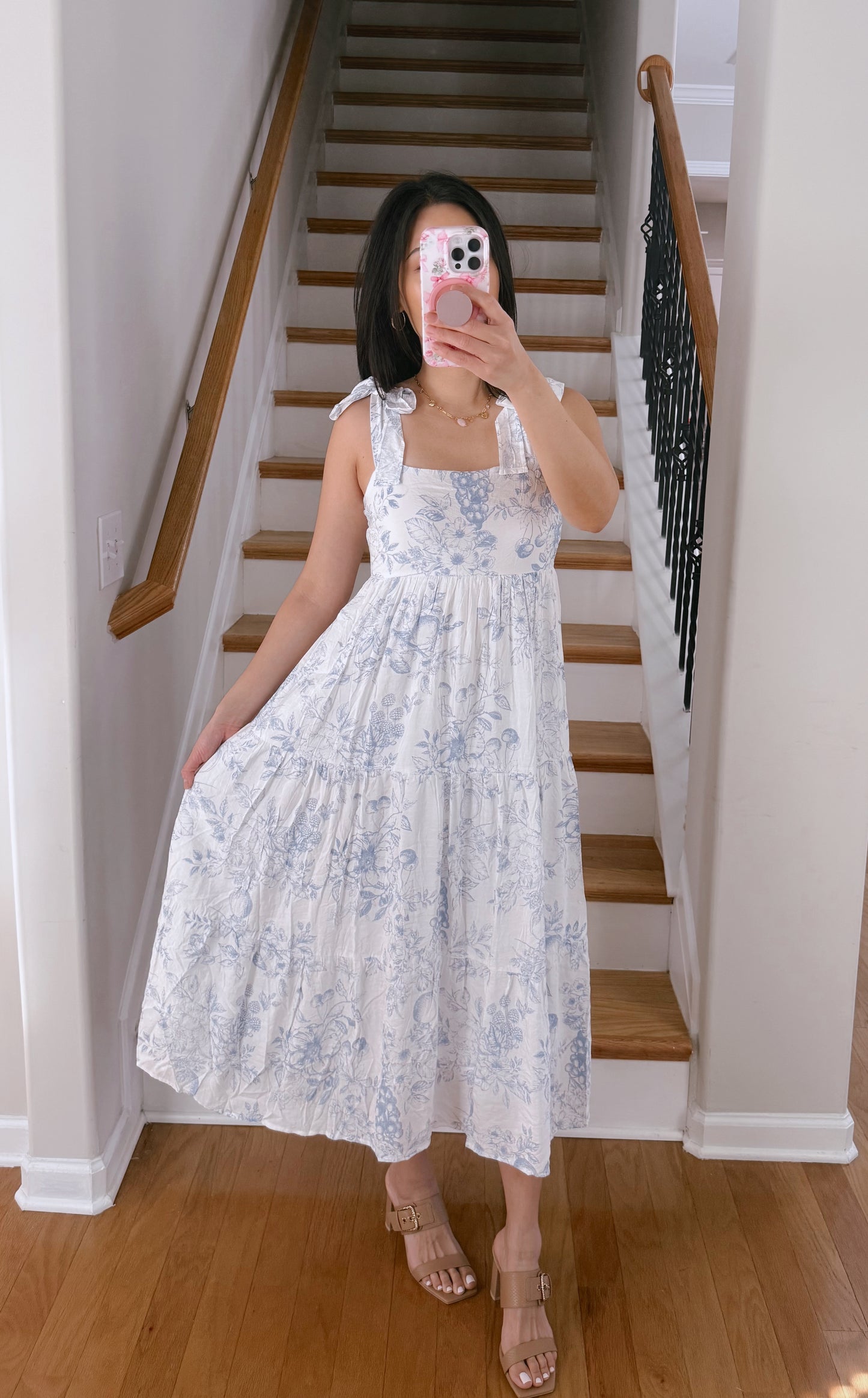 Fruit Blossom Tiered Midi Dress