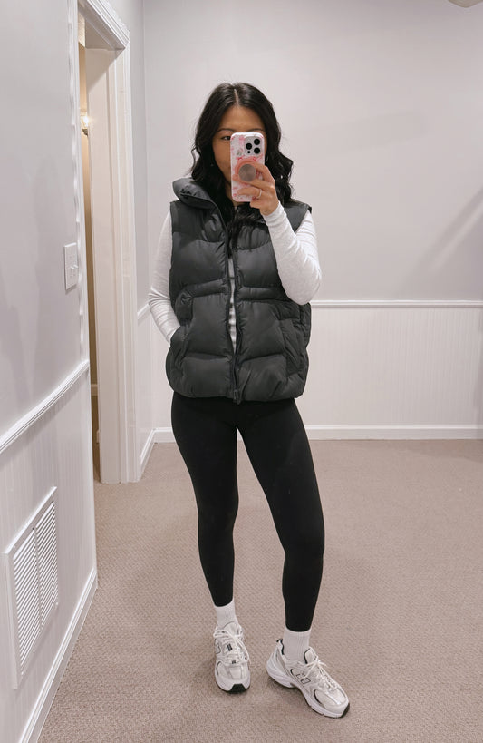 Hooded Puffer Vest - Ash