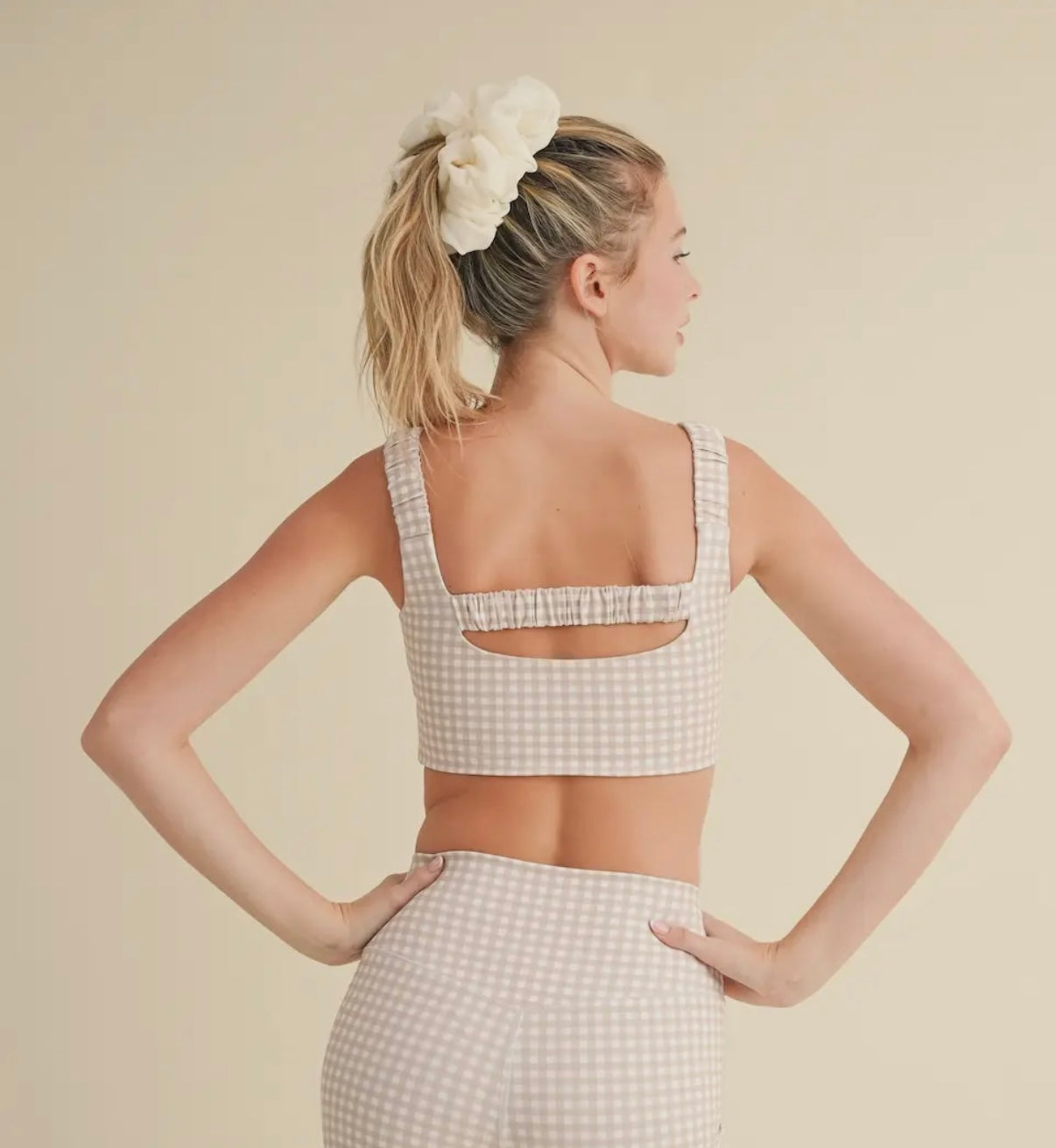 Beige Gingham Matching Set