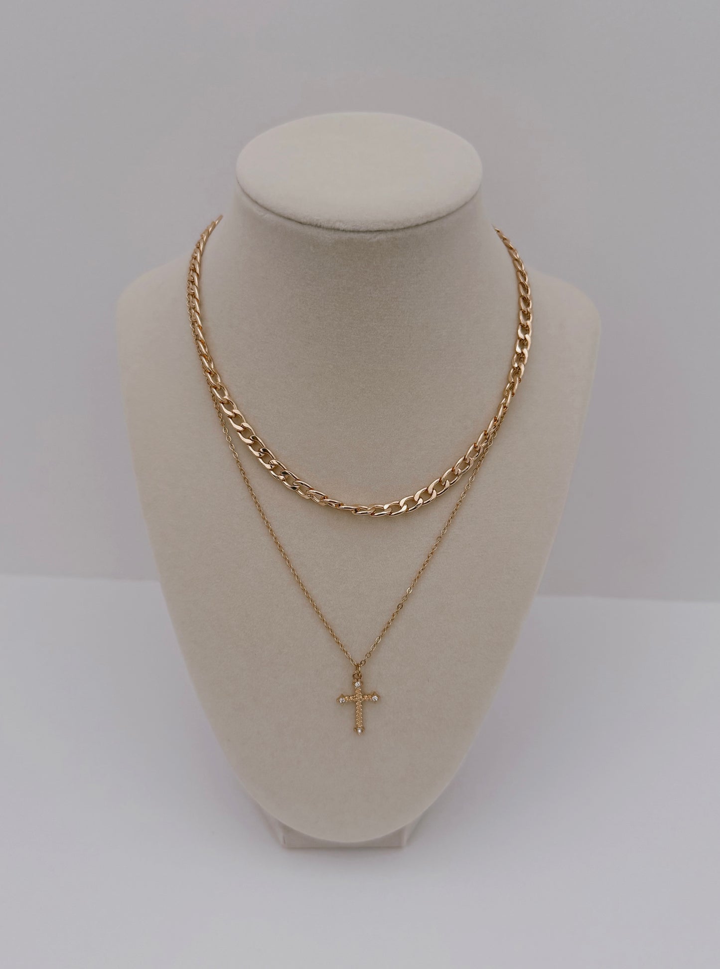 Double Layer Cross Pendant Necklace