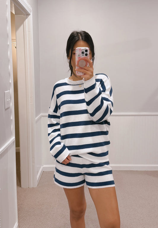 Striped Knit Pullover Set