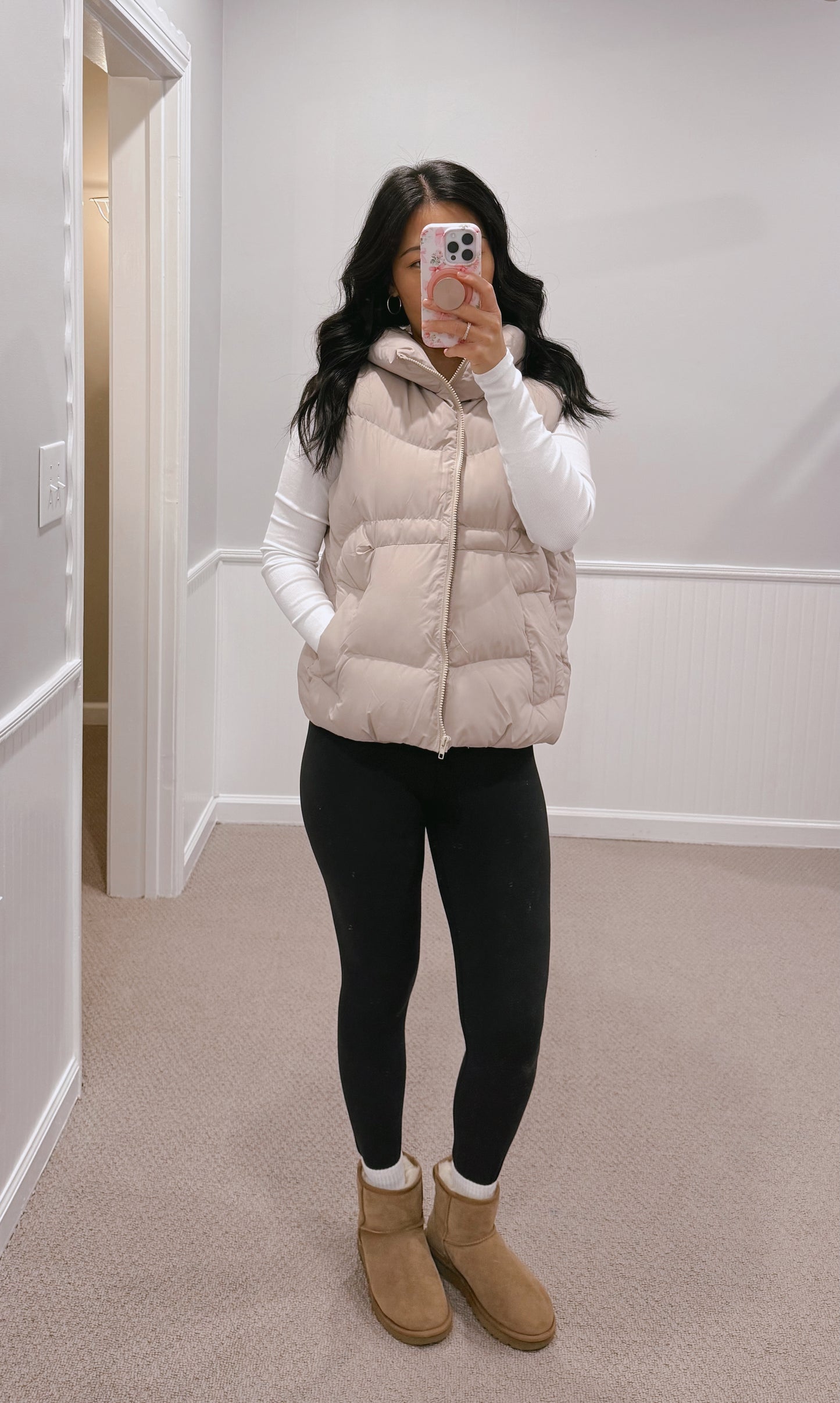 Hooded Puffer Vest - Mushroom